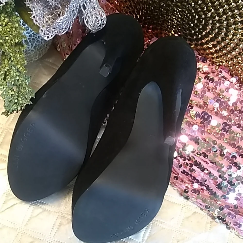 Kelsi Dagger Black Suede Platform Pumps